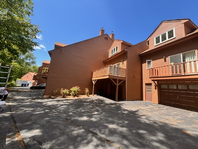 Stained outdoor wooden decks on a residential building
