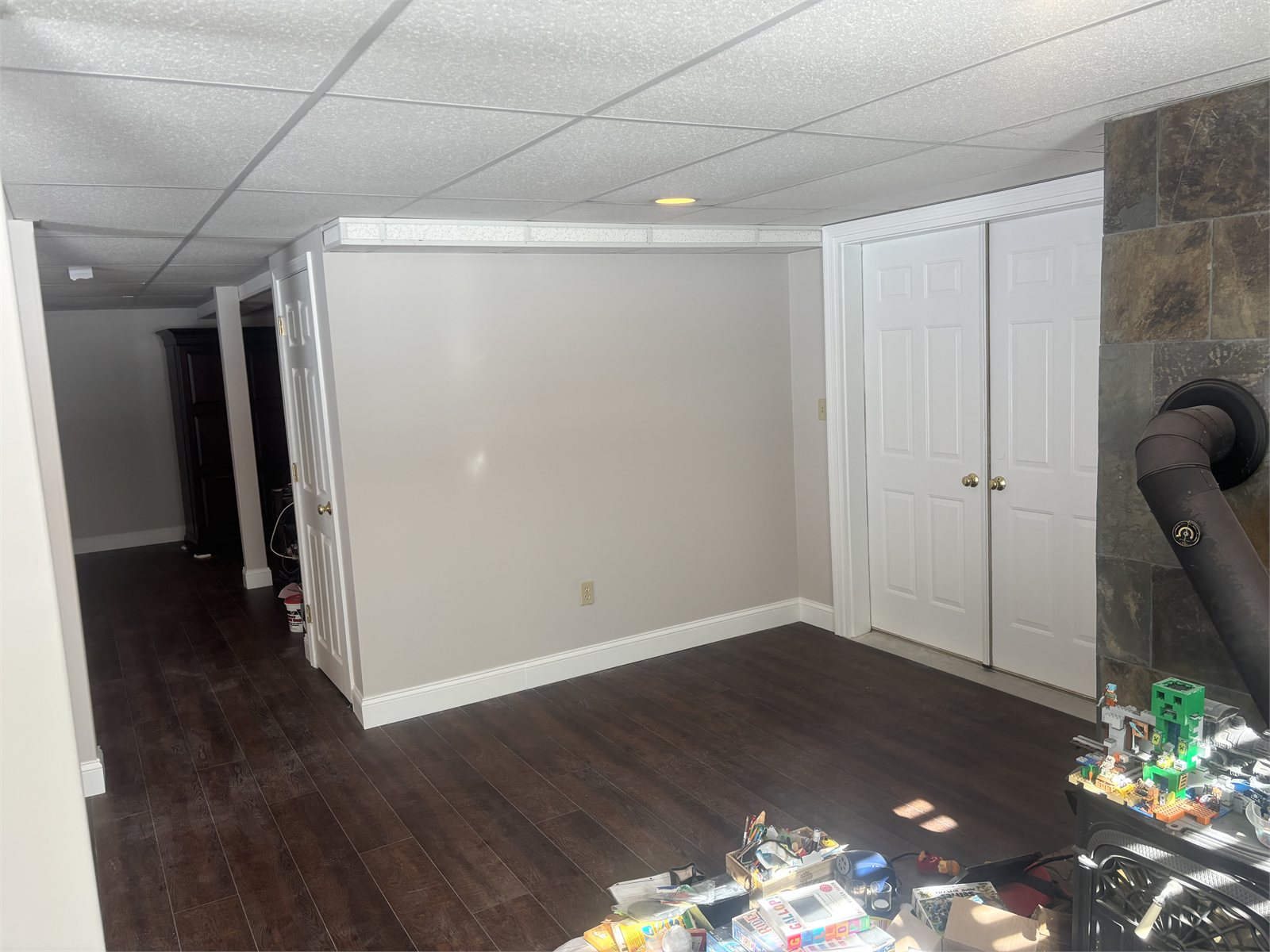 Finished basement interior painting in a home