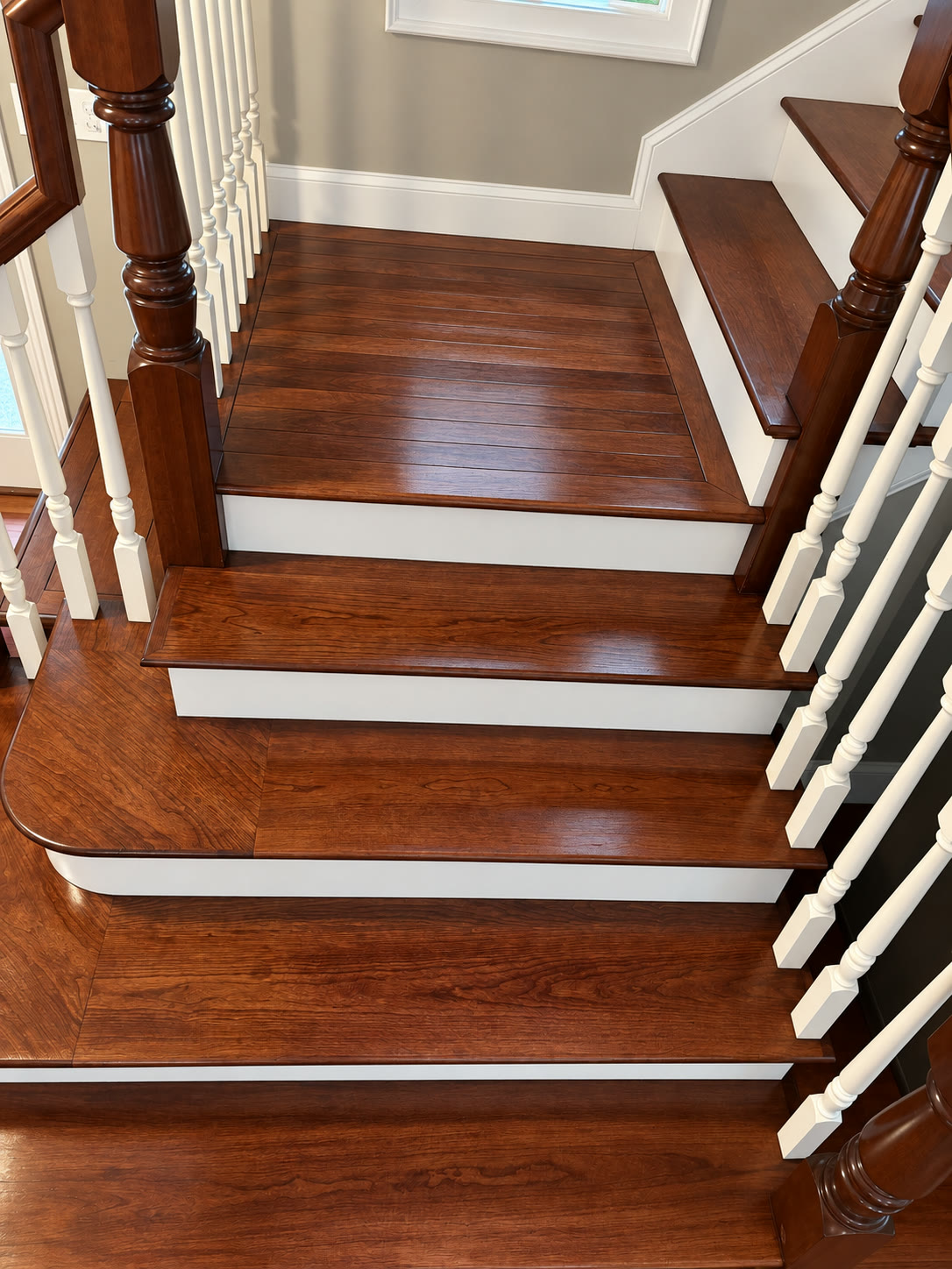 Refinished staircase treads and landing