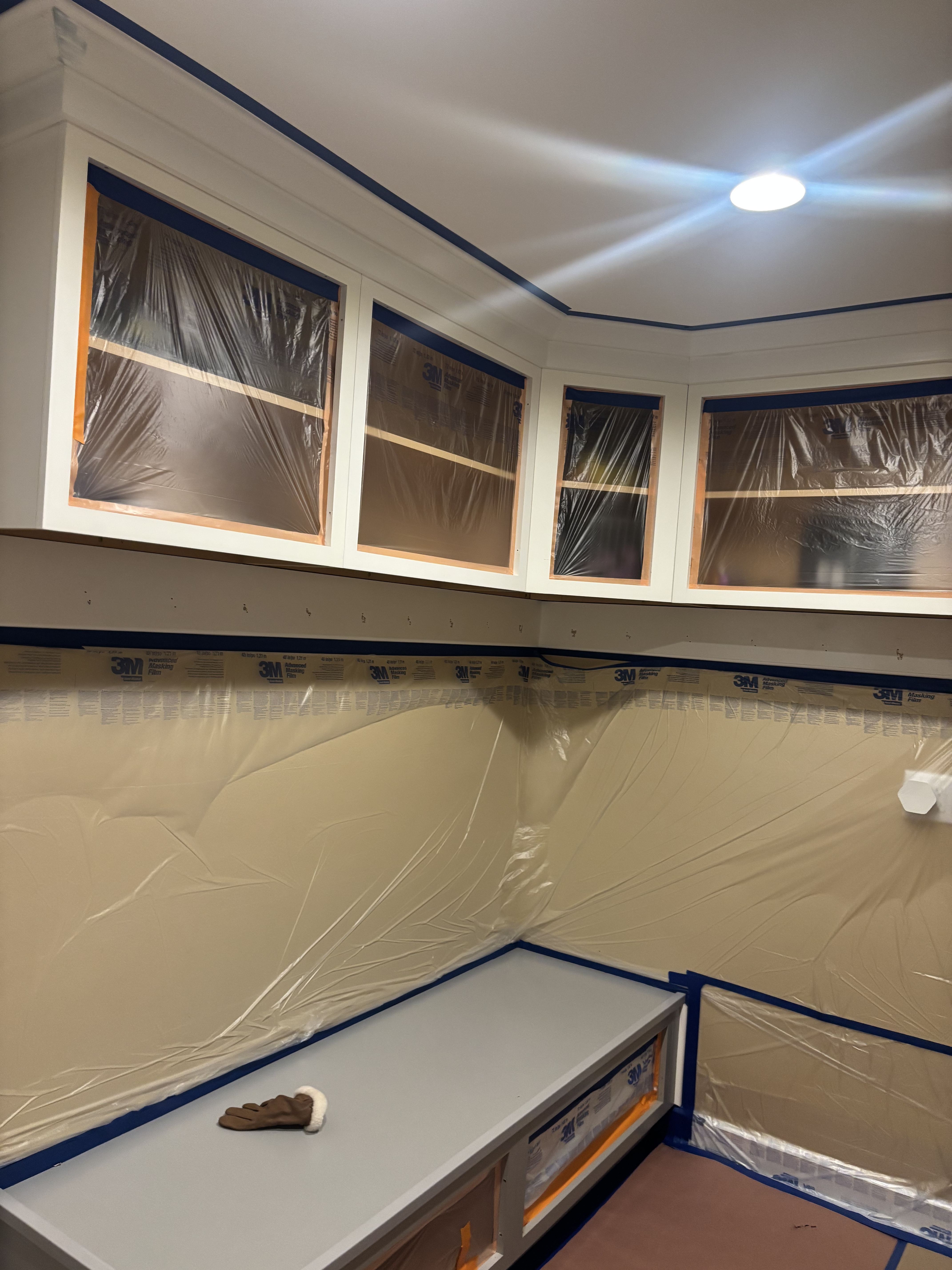 Furniture covered during interior painting