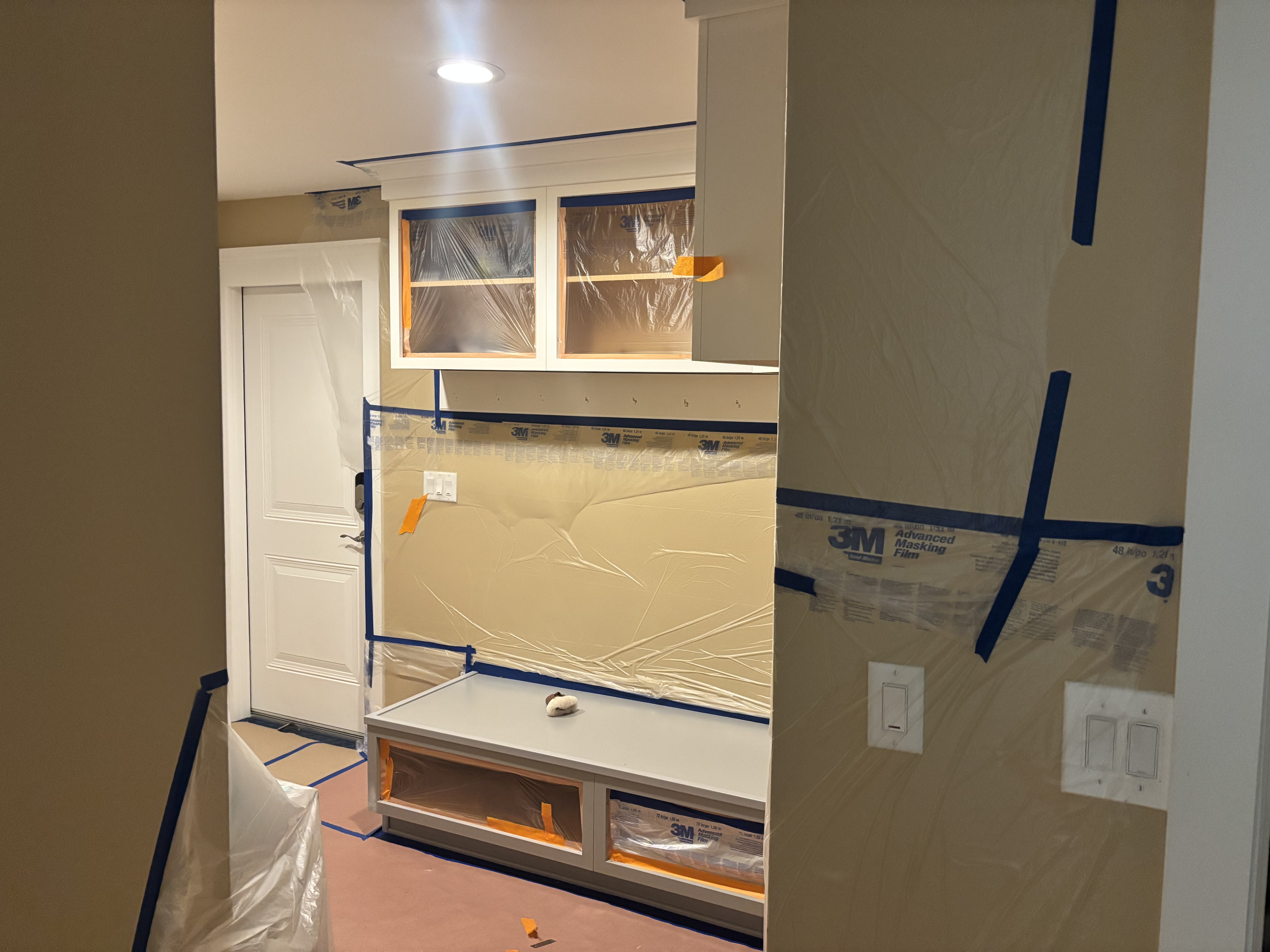 Interior room masked for painting