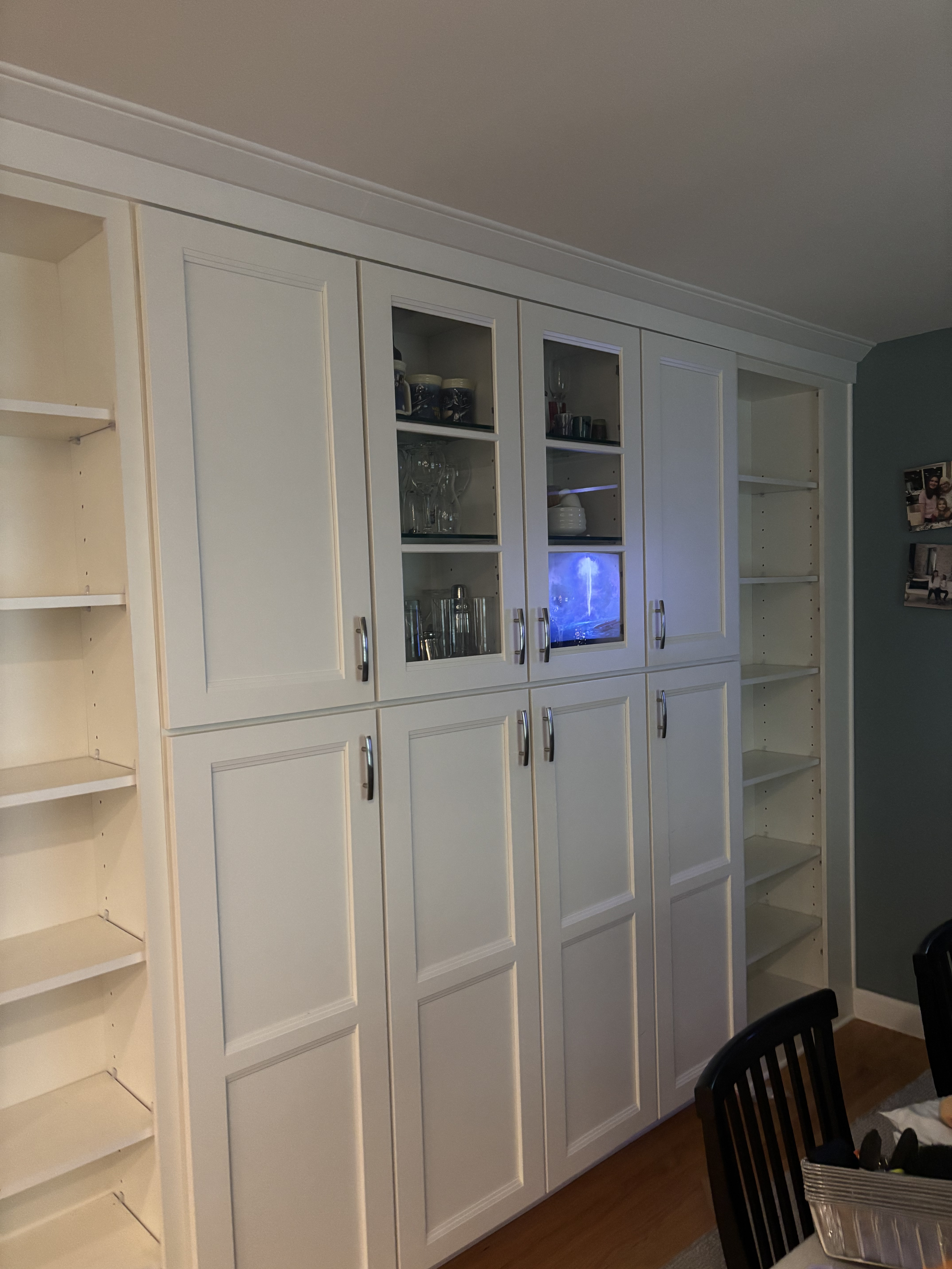 Finished painted built-in wall unit